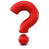 a red question mark on a white background with a red ball below it