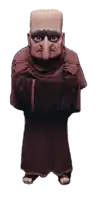a statue of a man with a big nose and a big head