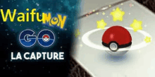 a pokemon ball is spinning in a circle in a video game called waifumoy go la capture .