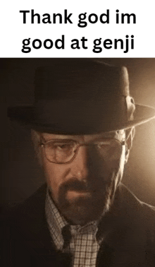 a man with a beard and glasses wearing a hat and tie .