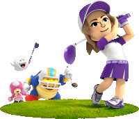 a cartoon character is holding a golf club and swinging it