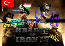 a poster for hearts of iron iv shows a group of soldiers standing next to each other