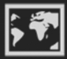 a black and white picture of a map of the world in a square frame .