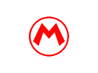 a red letter m in a white circle