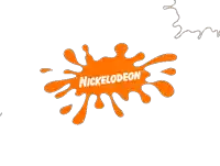 a nickelodeon logo with a splash on a white background