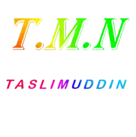 a logo for t.m.n. taslimuddin with rainbow colors