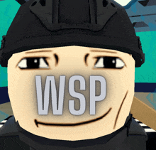 a close up of a person 's face that says wsp