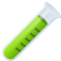 a test tube filled with green liquid with black stripes