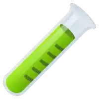 a test tube filled with green liquid with black stripes