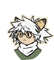 a drawing of a cat with glasses and a scarf