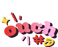 a sticker that says ouch # 2 with a star in the background