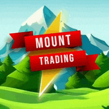 a sign that says mount trading in front of mountains