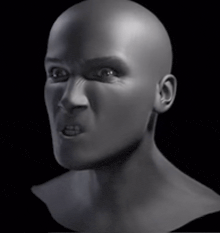 a 3d model of a man 's head with an angry expression on his face