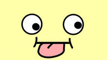 a cartoon face with big eyes and a tongue sticking out