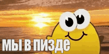 a yellow smiley face with big eyes and the words `` мы в пизде ''