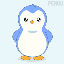 a penguin is holding a paper that says a +
