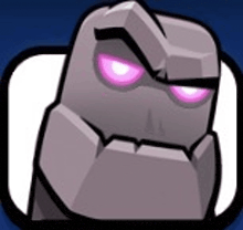 a cartoon drawing of a rock with purple eyes and a beard .
