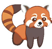 a cartoon drawing of a red panda with a black tail