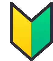 a yellow and green arrow with a black border on a white background .