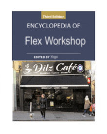 a third edition of the encyclopedia of flex workshop has a picture of dilz cafe on the cover