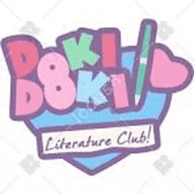 a logo for a literature club with a pencil and hearts on a white background .