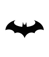 a black and white silhouette of a bat on a white background .