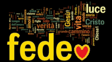 a word cloud with the word fede at the center