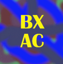 a blue background with yellow bx ac letters