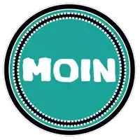 a blue circle with the word moin written in white