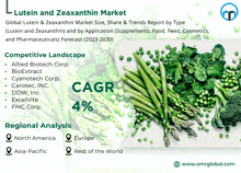 a poster for the lutein and zeaxanthin market shows a variety of green vegetables