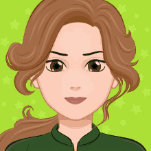 a cartoon illustration of a woman with brown hair