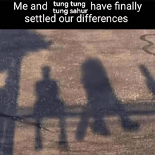 a shadow of a person with the words me and tung tung have finally settled our differences on the bottom