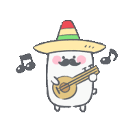 a cartoon character with a sombrero playing a guitar