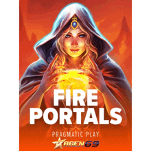 a poster for fire portals shows a woman holding a ball of fire