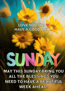 a sunday greeting with a bunch of flowers