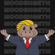 a cartoon of a pig in a suit and tie is surrounded by the words moodengeth and moodengeth