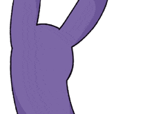 a cartoon drawing of a purple rabbit 's arm with a white background