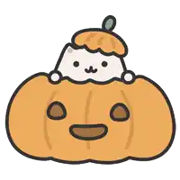 a drawing of a cat in a pumpkin with a hat on