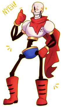 a drawing of papyrus giving a thumbs up with nyeh written on the bottom