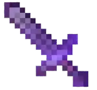 a purple pixel art sword with a white background .