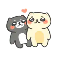 a cartoon of two cats standing next to each other with a heart between them