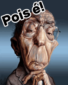 a cartoon of a man with glasses and the words pois e on top