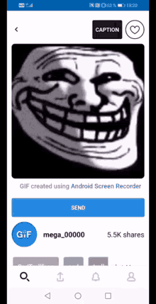 a screenshot of a troll face on a phone screen