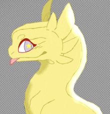 a drawing of a yellow dragon with a yellow star in its eye