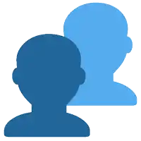 a blue silhouette of a person 's head and a shadow