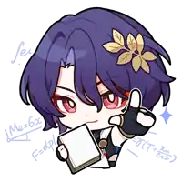 a cartoon character with purple hair is holding a book and giving a thumbs up sign