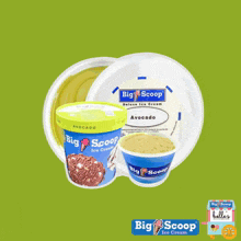an advertisement for big scoop ice cream with avocado ice cream