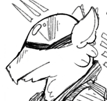 a black and white drawing of a wolf with wings