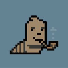 a pixel art worm is smoking a pipe