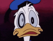 a close up of donald duck with big eyes